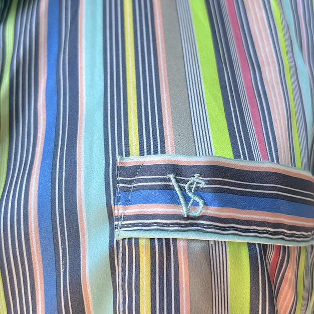 Victoria's Secret Multicolor Striped Satin Button Down Sleep Shirt Pajama Top XS - Picture 3 of 7